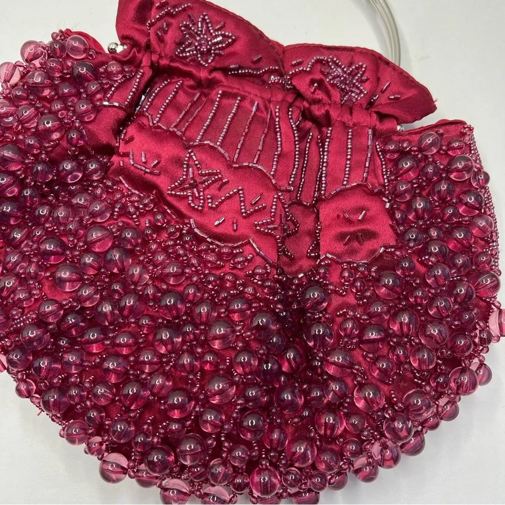 Beaded Burgundy Purse Cross Body or Formal Party Bag
